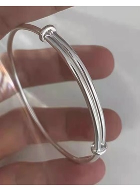 ins铃铛手镯银色手环手链女高级感女汉服儿童竹节双环繁花灵蛇