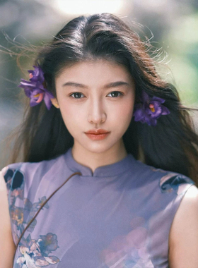 紫色仿真花发夹复古蝴蝶兰夹子