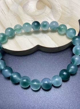 缅甸仿真翡翠冰种高冰白冰种圆珠子玉石手串手链珠串飘花佛珠