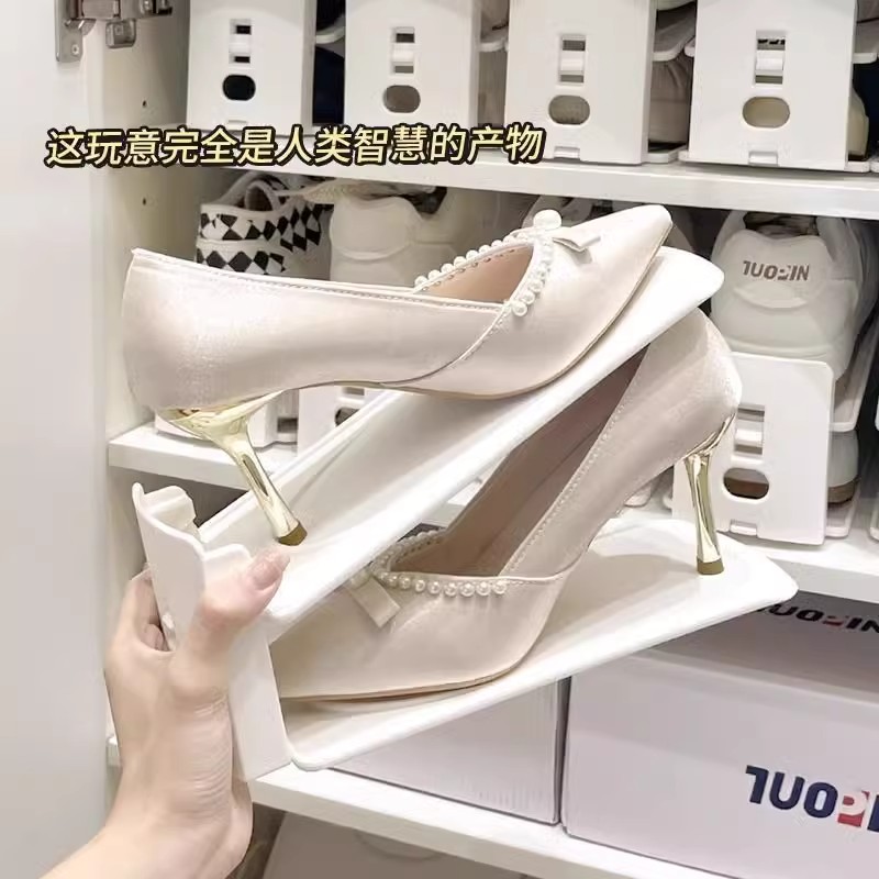 可调节双层鞋柜鞋子收纳神器鞋架鞋托鞋盒分层隔板鞋架子拖鞋客厅 - 图2