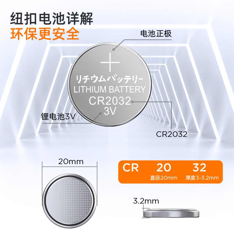 CR2032纽扣电池锂3v电子称体重秤cr2025汽车钥匙遥控器cr2016主机扣子电动车适用于现代别克本田丰田奥迪大众