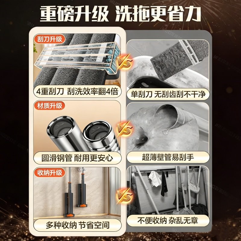 免手洗拖把家用一拖净懒人拖布夹布拖把吸水干湿两用平板拖地神器,淘宝优惠券,粉丝福利购,淘宝优惠卷