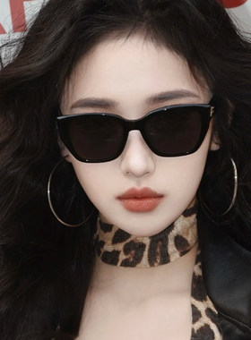 黑色猫眼墨镜女款2025新款高级感适合方圆脸辣妹防紫外线太阳眼镜