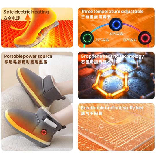 Heated electric shoes, snow boots heating and warmth artifact