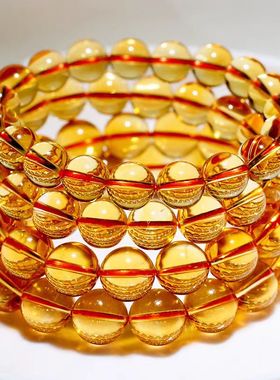 爆款仿黄水晶手链招财貔貅男女手串情侣款圆珠饰品时尚本命年礼物