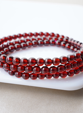 纯天然石榴石手链女款手串酒红体