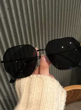透明蓝色偏光太阳镜男士多边形金属开车韩版潮海边旅行眼镜女墨镜