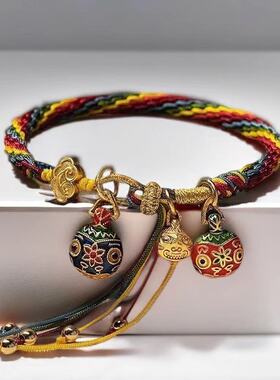 吞金兽轮回手绳五彩绳编绳国潮小众手链一家三口爸爸妈妈编织手绳