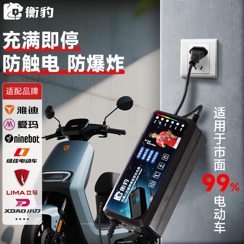 衡豹电动车充电器72V20AH铅酸32ah电瓶60三轮48伏3安4A灌胶防雨 - 图0