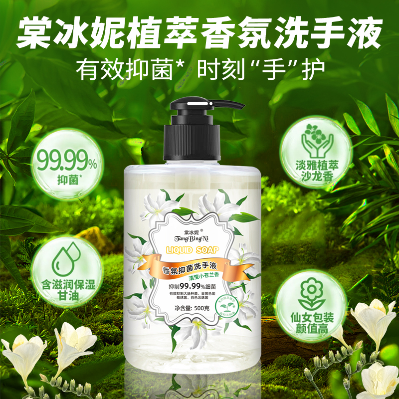 香氛洗手液家用抑菌保湿滋润护手小苍兰香水泡沫丰富不伤手500g装 - 图0