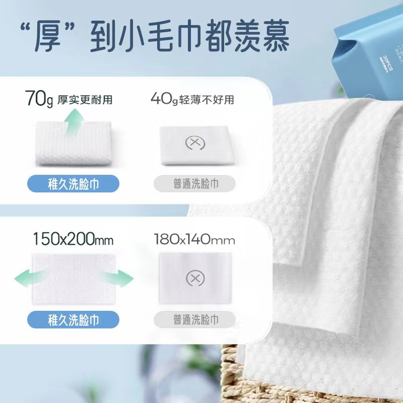 洗脸巾一次性纯棉抽取式加大加厚洁面干湿两用擦脸巾不掉毛挂式