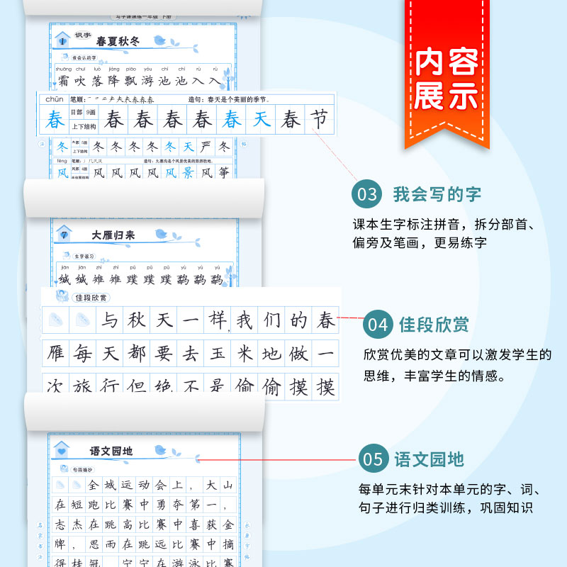 一年级二年级三年级练字帖小学生四五六七八九年级上下册人教版语文课本同步硬笔临摹字帖中学生同步学生专用字帖人民教育出版社-图1