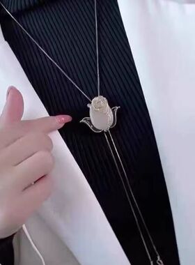 高级感猫眼石项链郁金香毛衣链女长款2025年新款潮秋冬气质时尚