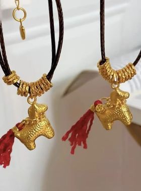 镀真金强保色古法沙金鎏金小滴溜马上有钱红色流苏项链手链高级