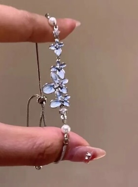 渐变清冷蓝色手链清新ins气质甜美高级闺蜜精致超仙新款手饰兰花