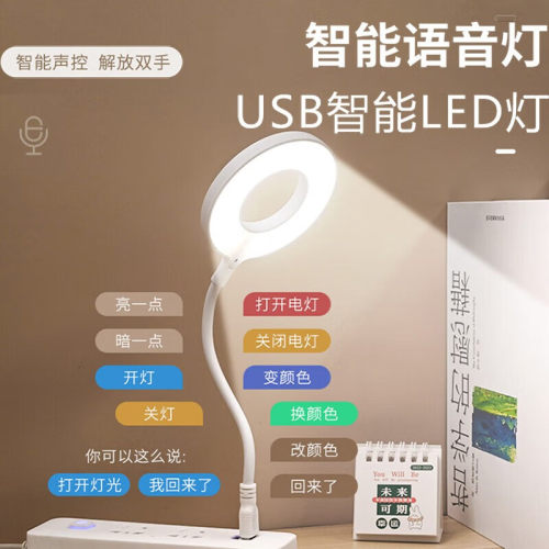 智能语音声控小夜灯感应卧室床头睡眠家用usb新款台灯控制插电 - 图0