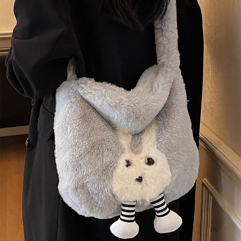 少女可爱兔子毛绒包2025新款秋冬毛茸茸单肩斜挎包毛毛包粉色绿色,淘宝优惠券,粉丝福利购,淘宝优惠卷