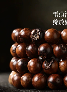 保真雷击木手串男款真品原木文玩佛珠手链木质护身符雷焦自然雷纹