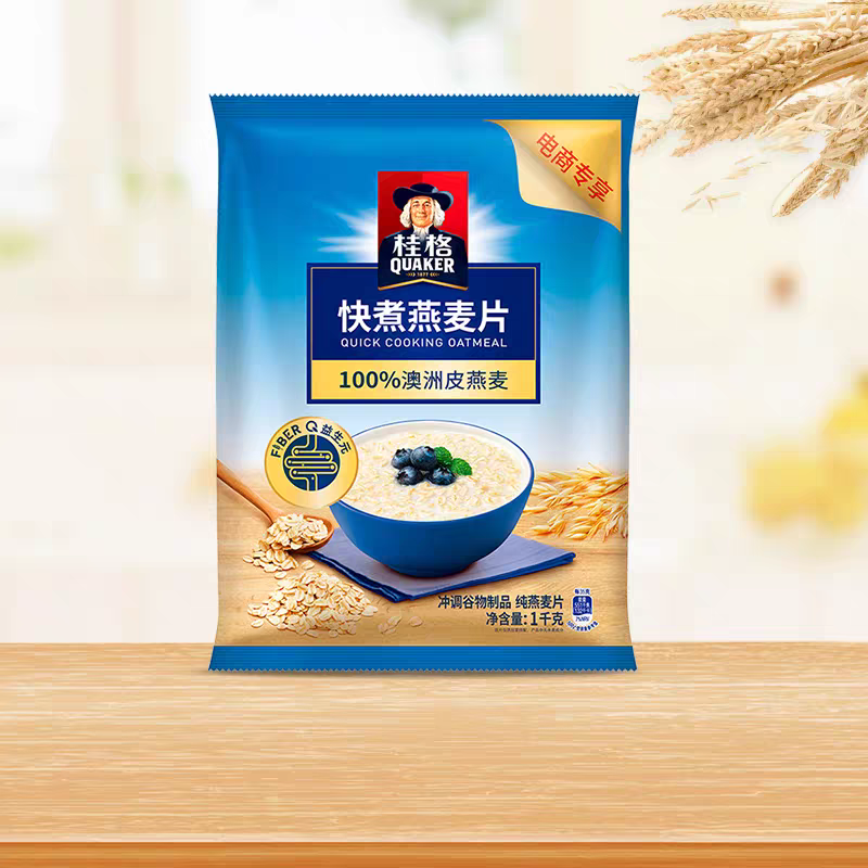 桂格快煮燕麦片1000g营养早餐燕麦袋装谷物食品粗粮懒人早餐 - 图1