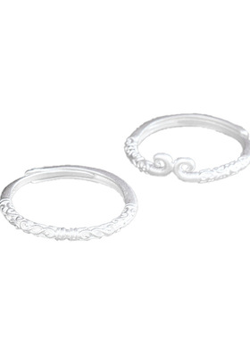 s925纯银悟空金箍棒戒指素圈开口食指戒小众情侣对戒黄金足银