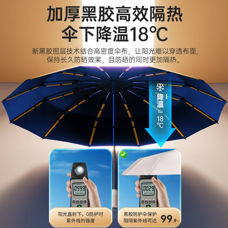 全自动雨伞女晴雨两用加大号加固男士防晒防紫外线遮阳折叠太阳伞
