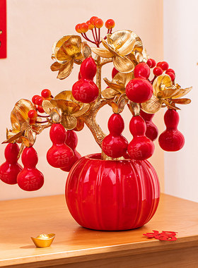 2026新年柿柿如意发财树摆件红果马年春节客厅喜庆场景布置装饰