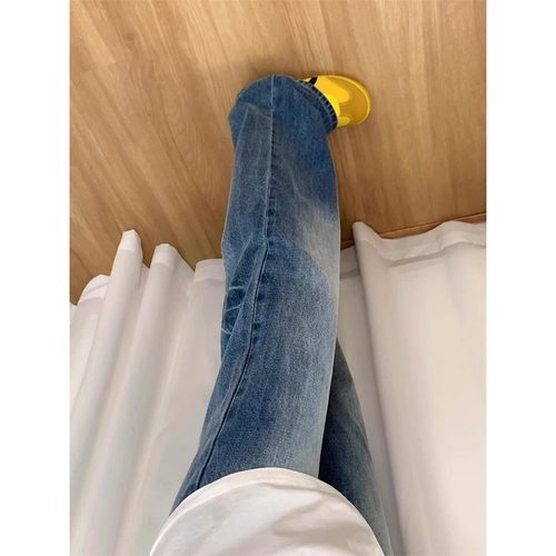 美式复古辣妹低腰微喇直筒牛仔裤女小个子大码百搭阔腿垂感拖地裤 - 图3