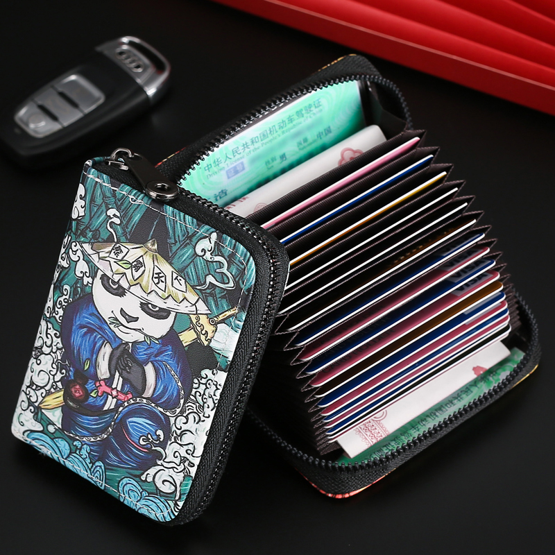 国潮熊猫大容量防消磁拉链零钱包 天天特卖工厂店卡包