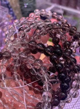 天然水晶茶晶渐变手链女款情侣