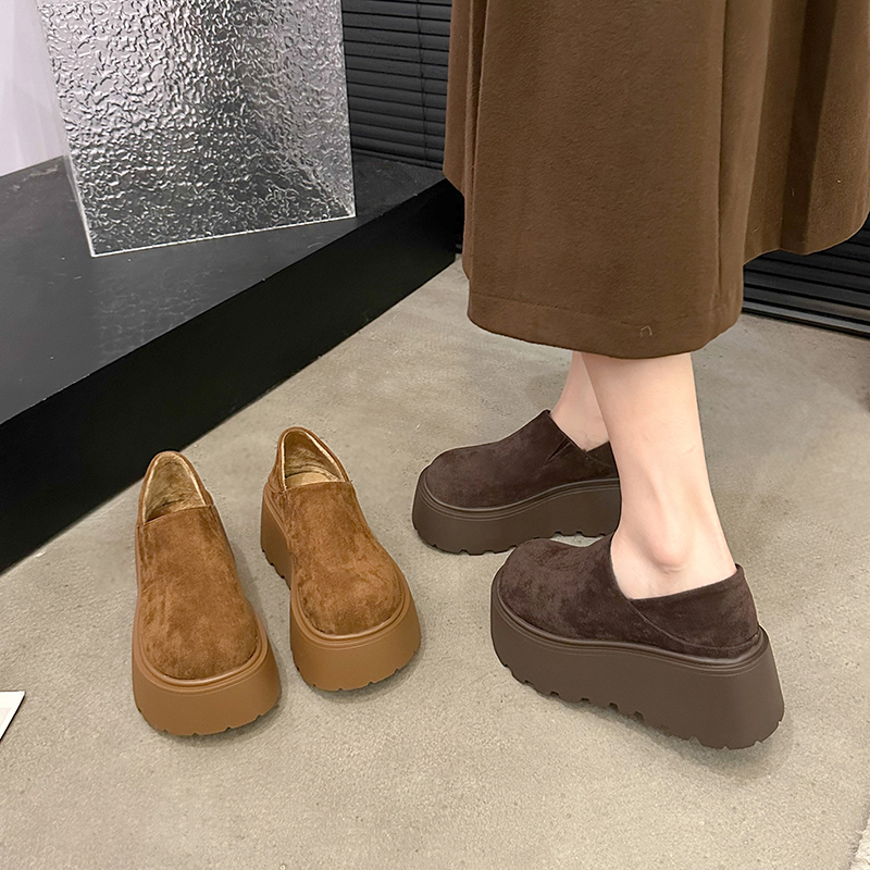 厚底增高勃肯鞋女鞋2025新款春秋冬雪地靴乐福鞋加绒保暖博肯单鞋 - 图3