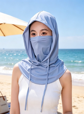 冰丝防晒面罩口罩一体护颈头套