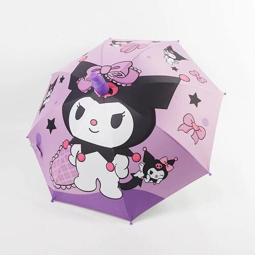 可爱库洛米儿童雨伞防风防雨带防水套长柄晴雨两用伞防晒男女学生 - 图0