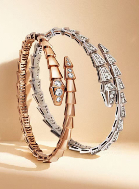 经典款V金18K玫瑰金弹簧蛇形手镯ins轻奢高级感礼物蛇骨开口手环