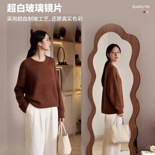 中古全身镜家用落地镜网红镜穿衣镜黑色卧室试衣大镜子落地式真实 - 图0