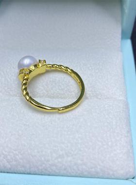 高级感麻花淡水珍珠戒指