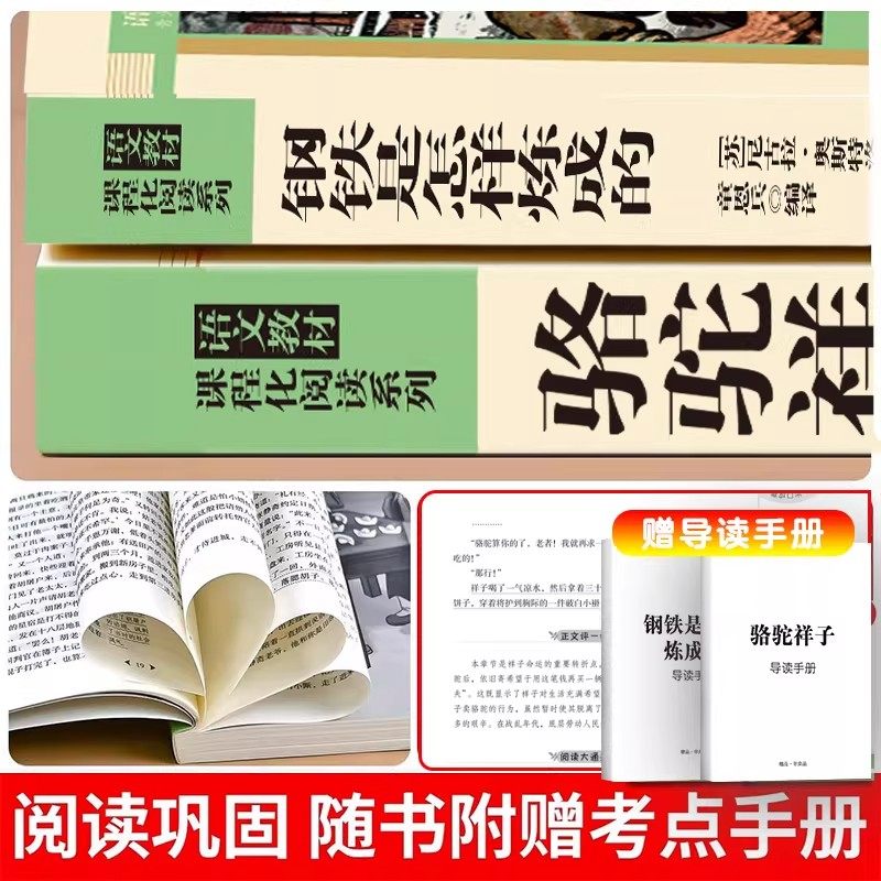 骆驼祥子和钢铁是怎样炼成的七年级必读正版书配套人教版原著下册初一中学生课外阅读书籍完整无删减青少年读物名著初中经典小说,淘宝优惠券,粉丝福利购,淘宝优惠卷