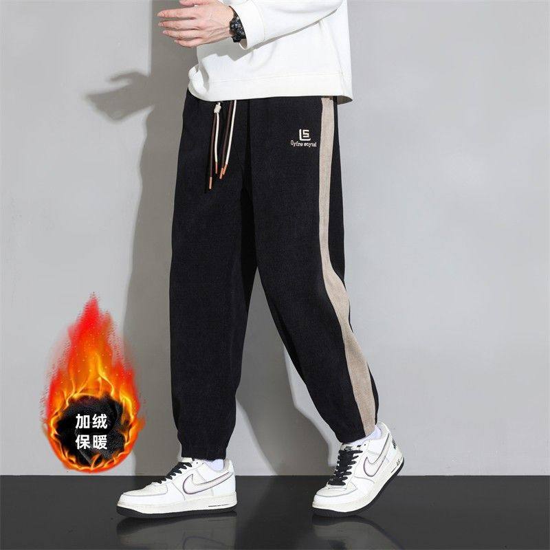 新款休闲男士裤子春秋季宽松运动裤子男款秋冬灯芯绒束脚加绒长裤,淘宝优惠券,粉丝福利购,淘宝优惠卷