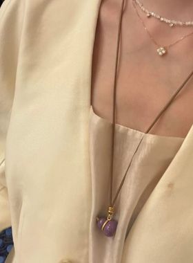 新中式福禄珐琅葫芦编绳项链国风小众设计高颜值锁骨链夏日配饰品