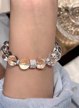 爆款高冰透仿白水晶手串精美轻奢小众设计原创款水晶手链方糖