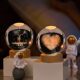 Birthday gift for girls, crystal ball with carved luminous night light, creative desktop decoration, wooden base