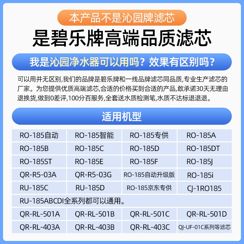 适用沁园净水器滤芯ro185全套装通用家用RU185j/RLiro膜纯水机 - 图0