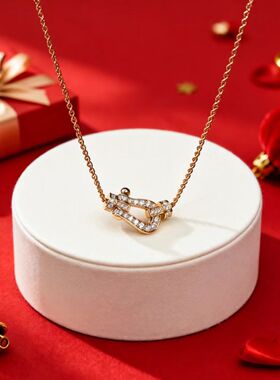 FD马蹄扣项链纯银镀18k黄金色女forca系列MINI小号麻花锁骨链手链
