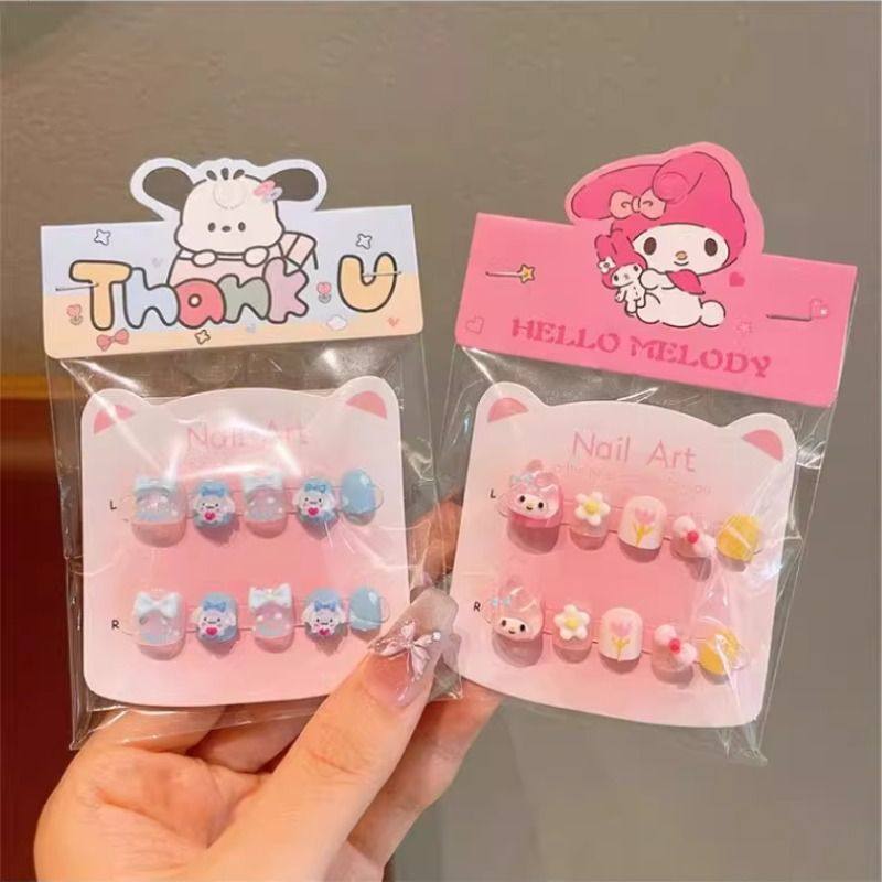 儿童库洛米软假指甲贴宝宝美甲贴片穿戴甲小女孩可爱无毒红色紫色,淘宝优惠券,粉丝福利购,淘宝优惠卷