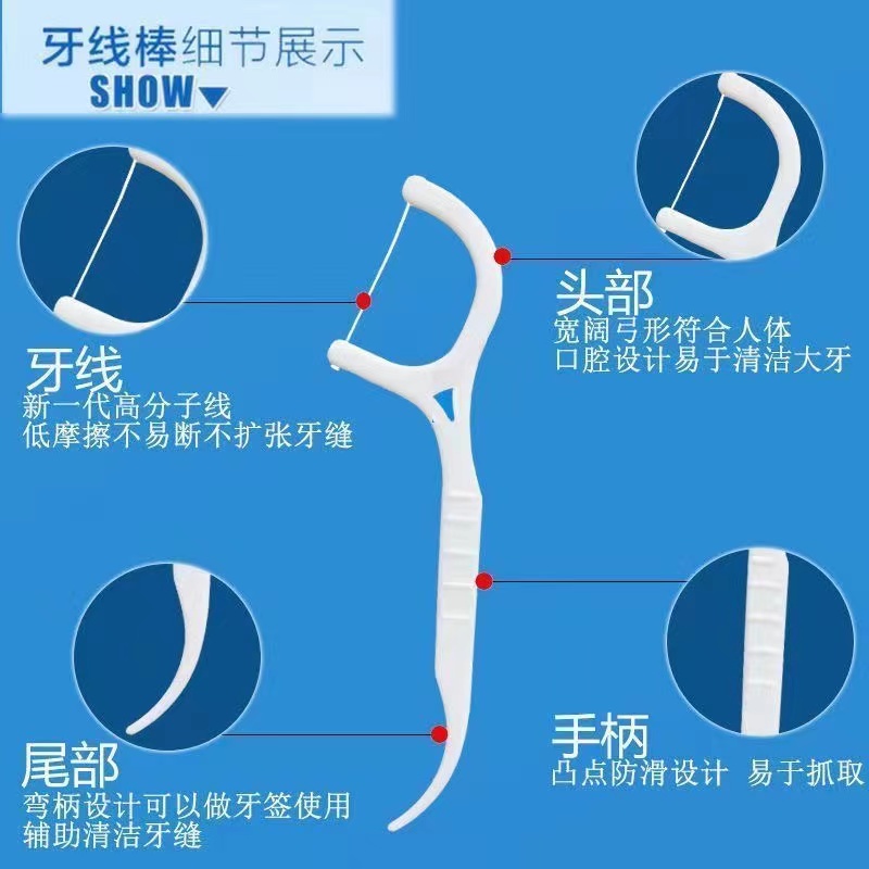 超细牙线棒6盒300支一次性家庭装剔牙线盒随身便携牙签牙缝高分子-图1