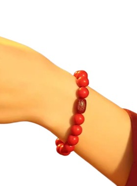 本命年保真朱砂手串男女金箔珠朱砂手链十二生肖属兔吉祥物