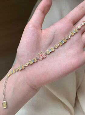 新中式复古珐琅彩蝴蝶手链小众高级感甜美气质手链精致国潮手饰