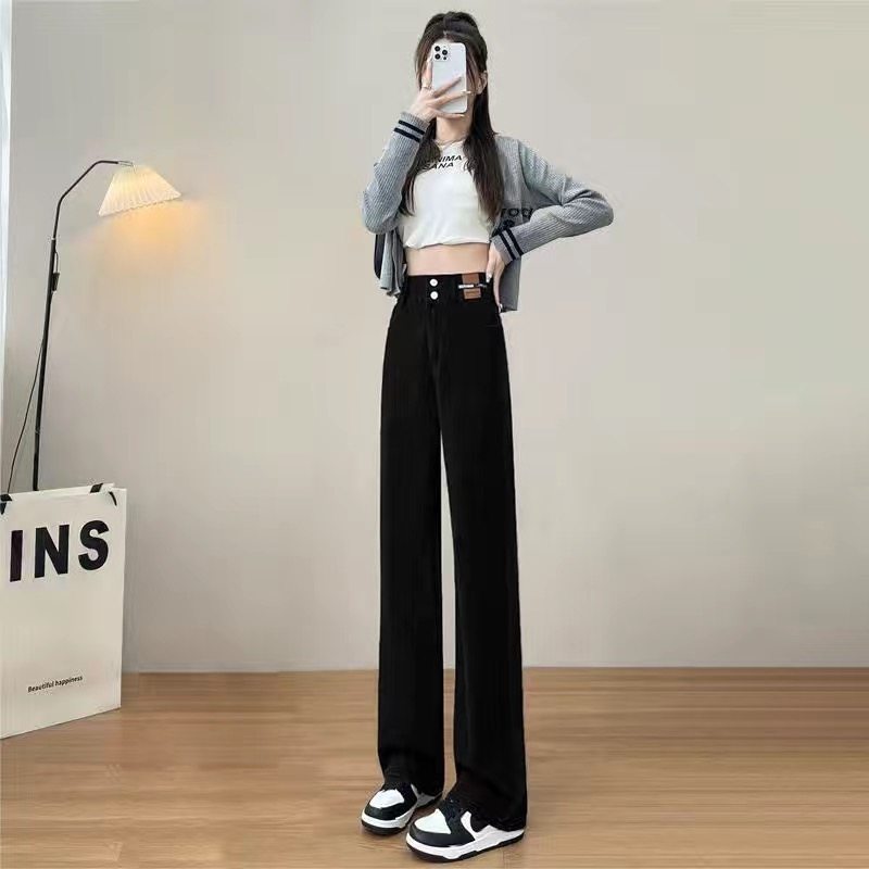 2026年春秋新款黑色牛仔裤女大码直筒宽松高腰显瘦梨形窄版阔腿裤,淘宝优惠券,粉丝福利购,淘宝优惠卷