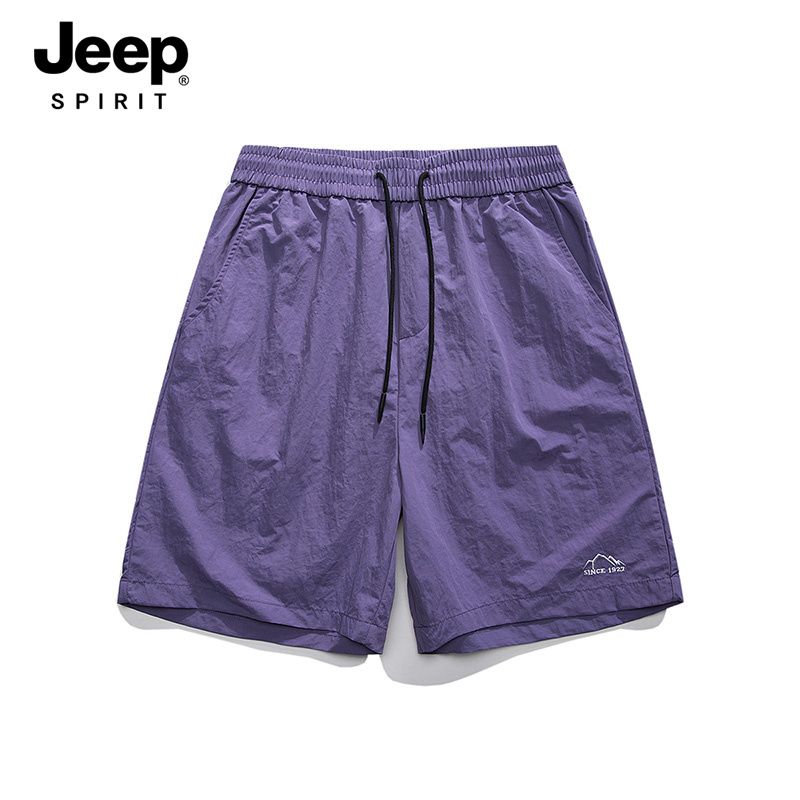 Jeep spirit冰丝短裤男士夏季新款速干宽松五分篮球运动休闲裤潮-图2