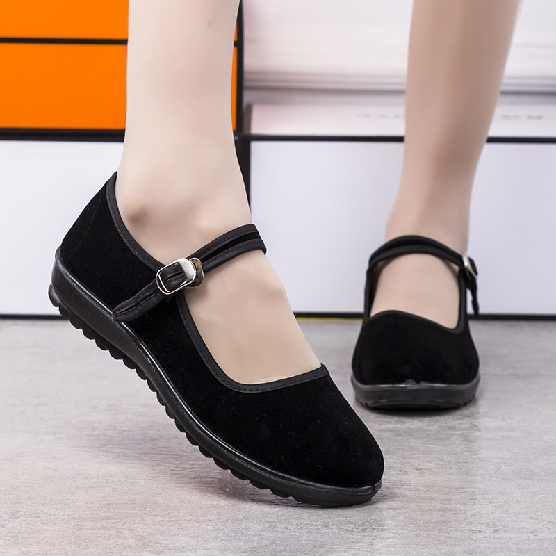 老北京布鞋女鞋单鞋休闲工作鞋女黑酒店上班鞋平底跳舞妈妈软底鞋