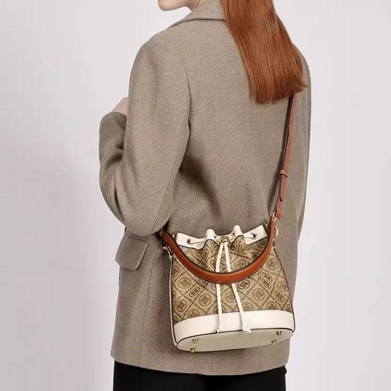 包包女2026新款抽绳水桶包老花休闲单肩斜挎包高级感手提包送对象,淘宝优惠券,粉丝福利购,淘宝优惠卷